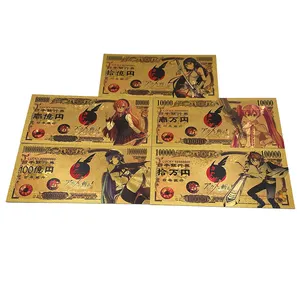 5 Type Japanese Classic Gold Anime Banknote Akame ga KILL Banknote Japan Cartoon Tickets Memory Collection Cards