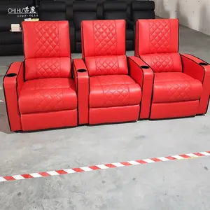 Sofá eléctrico reclinable de cuero sintético para cine en casa, sillón reclinable para cine en casa