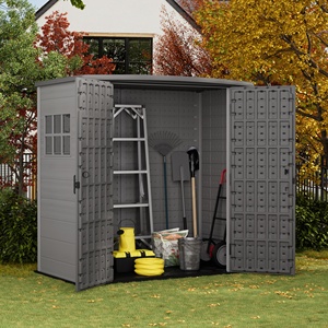 Caseta <span class=keywords><strong>de</strong></span> Jardín Plana - Armario <span class=keywords><strong>de</strong></span> <span class=keywords><strong>Almacenamiento</strong></span> <span class=keywords><strong>Exterior</strong></span> <span class=keywords><strong>de</strong></span> Plástico Ecológico y Duradero para Herramientas <span class=keywords><strong>de</strong></span> Jardín - Product Image 4