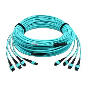 High Density 48 Cores OM3/OM4 Multi Mode MTP MPO Optic Fiber Trunk Cable Breakout Fanout Patch Cord for Large Data Center