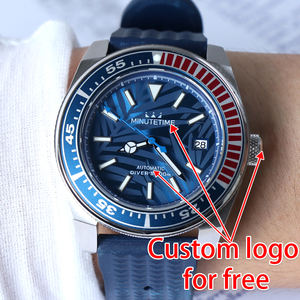 Montre mécanique automatique vintage MINUTETIME avec logo personnalisé NH35, étanche, pour hommes, cadran à motif de feuille bleue samouraï - Product Image 3