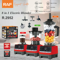 Robot culinaire multifonction RAF R.2952 2800W avec tête d'outil en acier inoxydable, mixeur 2,5L, bol 2L, moulin 0,8L pour la préparation des aliments