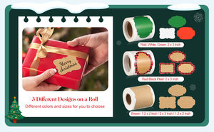 <span class=keywords><strong>Etiquetas</strong></span> Adhesivas Navideñas Rojas y Negras a Cuadros <span class=keywords><strong>para</strong></span> Envolver Regalos, Fiestas, Hogar y Oficina, 150 Unidades, 2x3 Pulgadas - Product Image 5