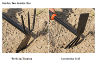 Outils de jardin multifonctionnels à deux têtes pour le désherbage, le creusement et le desserrage du sol