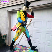 Patung Figur Johnn Walking Man, Patung Resin Ukuran Asli Harga Pabrik, Patung Johnn Walker