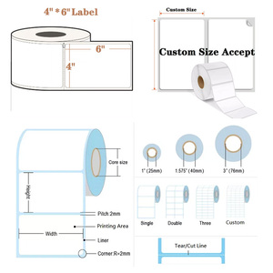 Rouleau d'étiquettes d'expédition thermiques directes pour colis logistiques, résistantes à l'eau, avec adhésif puissant, format 4x6 pouces (100x150mm) - Product Image 2