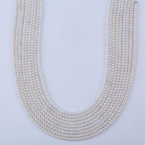 Perles de Keshi d'eau douce blanches naturelles 3,5-4/4-4,5 mm AK rondes semi-finies pour collier de bricolage en gros - Product Image 4