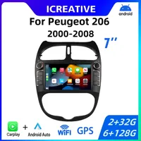 Radio de Coche Android 2 Din para Peugeot 206 206CC 206SW 2000 - 2008, Reproductor Multimedia de 7 Pulgadas con Carplay, Estéreo Autoradio y Navegación GPS