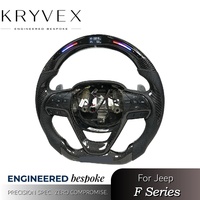 Kryvex Cuir en fibre de carbone personnalisé pour volant, couleur de couture personnalisée, logo pour Jeep Grand Cherokee Challenger