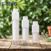 Flacon carré en plastique PP multi-tailles, anti-poussière, épaissi, avec pompe sans air pour shampoing, 15ml-50ml, couleurs personnalisables