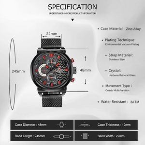 Montres pour hommes NAVIFORCE 9068, quartz de luxe, acier inoxydable, bracelet en maille, chronographe étanche, montre-bracelet pour homme, multifonction, Reloj - Product Image 6