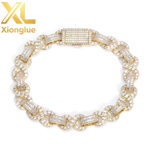 Wholesale High Quality Fashion <b>Statement</b> <b>Jewelry</b> 18k Gold Brass Hop 8-shaped Chain Bracelet Tennis Zircon Bracelet for Women - Product Image 6