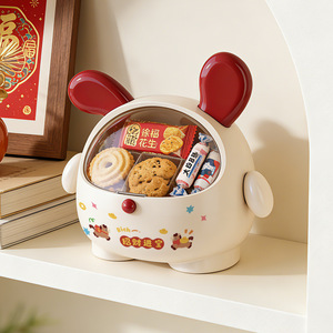 DunDun Dog Candy Box Round Covered Storage Jar For Home New Year Snacks Kids Dried Fruit Coffee Table Decor - Product Image 1