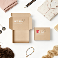 Boîte d'expédition minimaliste en kraft, papier naturel recyclable, design artistique avec dorure à chaud, personnalisable pour l'emballage de vêtements, de cadeaux et de colis de vente au détail