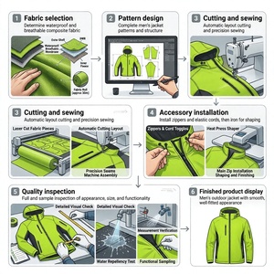 Men's Winter Outdoor Coated Waterproof Windproof Hardshell Hooded Fleece Lining Jacket 100% Polyester Loose Casual Fit OEM ODM