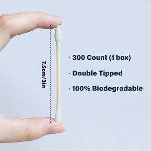 300 bâtonnets de <span class=keywords><strong>coton</strong></span> en bambou extra larges de 6 mm, pointus et en spirale, avec embout en <span class=keywords><strong>coton</strong></span> pour les oreilles - Product Image 3