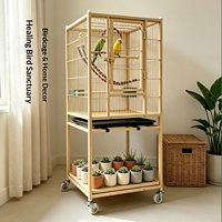 Grande cage à oiseaux en métal avec cadre en fil de fer pour perroquets, calopsittes, ménagères, motifs pivoine et tigre, conception anti-évasion, serrure de porte