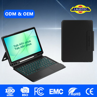 Keyboard Folio Satu Bagian Untuk Samsung Tab A9+/A11+ Plus Dengan Casing, Lampu Latar 7 Warna, Slot S Pen, Pelindung, Grosir