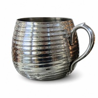 Tasse à lait en acier inoxydable texturé diamant, plaqué or, forme tambour, qualité élégante, facile à nettoyer, pour cafés, restaurants, bars