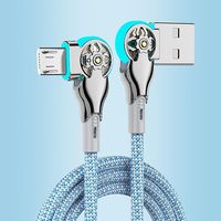 Câble de charge rapide Type-C tressé extra-long de 1,5 m à double angle rotatif pour appareils mobiles iOS/Android, utilisation en voiture