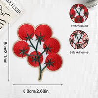 Patchs thermocollants personnalisés en broderie de tomates rouges pour vêtements, costumes, sacs, sacs à dos et chapeaux, accessoires de mode