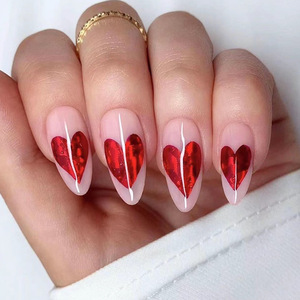 Día de San Valentín nueva chica Rosa ojos de gato acrílico <span class=keywords><strong>uñas</strong></span> decoraciones <span class=keywords><strong>amor</strong></span> estrella romántica Prensa en <span class=keywords><strong>uñas</strong></span> almendra 24 Uds <span class=keywords><strong>uñas</strong></span> postizas - Product Image 2
