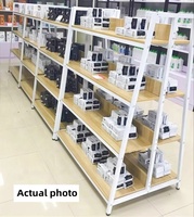 Exhibidor de Metal y Madera de Doble Cara, Resistente, para Supermercados, para Cosméticos, Perfumes, Aceites Esenciales, Snacks y Bebidas