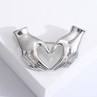 Hand Pose Herz Broschen für Frauen Unisex Office Causal Brosche Pins Geschenke Einzigartige Kreuz Ihre Hände Brosche Party Schmuck (BR444)