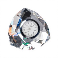 Horloge de table en cristal de haute qualité, polie au diamant, avec logo gravé au laser