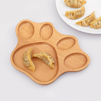 Assiette d'alimentation pour enfants à 5 compartiments en forme de patte d'ours en bois avec logo personnalisé, plateau pour le sevrage des bébés, les fruits, les collations et le petit-déjeuner