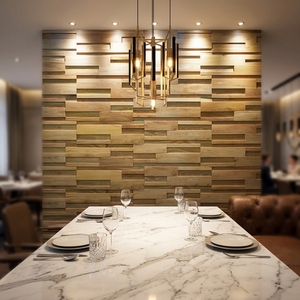 Panel de Pared 3D de <span class=keywords><strong>Madera</strong></span> Maciza de Olmo Blanco Impermeable de Lujo de 300x900 mm, Mosaico para Decoración de Paredes Interiores de Salas de Estar, Comedores y Clubs - Product Image 1