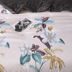 Modern Eco-Friendly Knitted Customizable Plant Pattern Printed Fall Quilt Set 1 Quilt 1 <strong>Sheet</strong> 2 <strong>Pillowcases</strong> Polyester Filling - Product Image 4