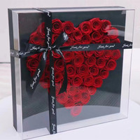 Boîte Cadeau Luxe Écologique Faite à la Main, Fleurs Éternelles, Roses Préservées, Boîte en Forme de Cœur pour Mariage - Vente Flash