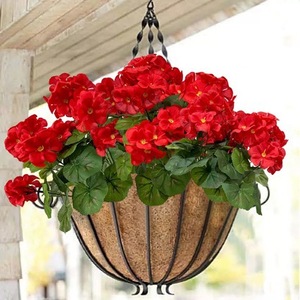 Bouquet de begonias artificiels transfrontaliers rouges en plastique et soie pour décoration de mariage, maison et extérieur - Product Image 3