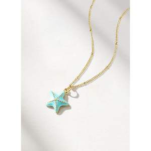 قلادة نجم البحر الزرقاء المطلية بالمينا على الطراز البوهيمي العصري لصيف 2025، مطلية بالذهب عيار 14 قيراط، قابلة للتعديل، مصنوعة من النحاس، تصميم البحر الساحر - Product Image 5