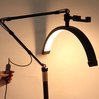 Lampe LED en forme de lune pour extensions de cils, couleurs noir et blanc, 16, 23, 26, 28 pouces, avec support pour téléphone