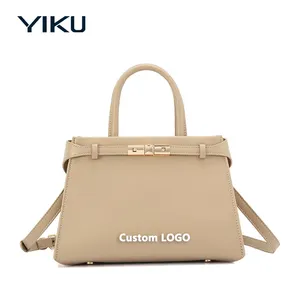 2024 Trendy bayanlar özel LOGO tasarımcı PU deri askılı çanta tek kayış rahat Tote omuz çantası