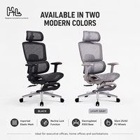Chaise de bureau ergonomique pivotante moderne de haute qualité avec appui-tête, support lombaire et repose-pieds, en maille, inclinable et réglable