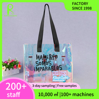 Sac de maquillage de voyage portable transparent holographique laser PVC personnalisé en gros avec sac fourre-tout à fermeture éclair