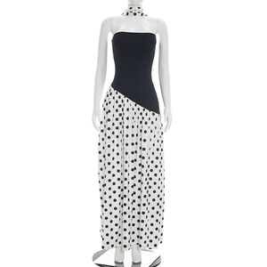วิวิบลุค J26DS142 ชุดเดรสฤดูร้อนผู้หญิงเซ็กซี่สายเดี่ยวริบบิ้นลายจุดพิมพ์ลายเย็บปะติดปะต่อกันแม็กซี่สลิตชุดราตรีวันเกิด - Product Image 3