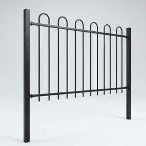 Clôture en acier et aluminium noir moderne à prix direct usine, avec sommet cintré, hauteur 6 pieds, revêtement poudré, pour usage extérieur - Product Image 6