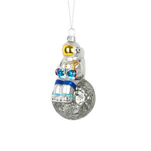 Hand Blown Glass Christmas Ornaments, Astronaut Rocket Hot Air Balloon Globe Playing Card <b>Xmas</b> Tree Hanging Decor Wholesale - Product Image 5