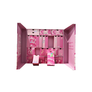 Empty Luxury Printed Logo Small Pink <strong>Cardboard</strong> <strong>Box</strong> Custom 24 Days Countdown <strong>Advent</strong> Calender Cosmetic <strong>Box</strong>