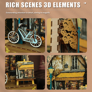 OCHOICE Drop Shipping MOQ=1 Kit DIY para Rincón de Lectura, Librería de París con Luz LED, Rompecabezas 3D de Madera, Decoración para Estantería - Product Image 4