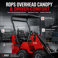 S390 Mini Skid Steer Loader 989kg EPA EURO5 Mesin Bensin 0.1m3 Bucket Compact Wheel Loader untuk Pekerjaan Lanskap