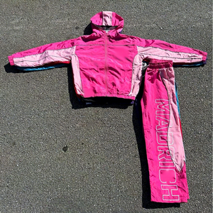 OEM Custom LOGO Embroidery Two Piece <b>Zip</b> <b>up</b> <b>Jacket</b> Long Set with Reflective Polyester Windbreaker Tracksuits for Men - Product Image 1