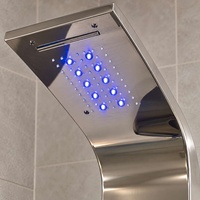 Panneau de douche mural en acier inoxydable LED avec système de pulvérisation pluie et massage, monocommande, pour salle de bain et baignoire