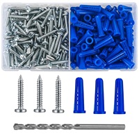 200 pièces d'ancres coniques pour murs en béton et vis pour cloisons sèches, 10 #    100 chevilles pour cloisons sèches, 100 vis à tête cylindrique, 1 foret