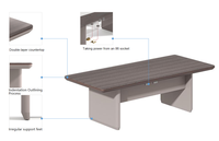 Table de conférence moderne en bois massif durable pour bureau, école, hôpital