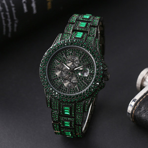 Reloj de Diamantes Verde/Azul Nuevo de Alta Calidad para Hombre, Reloj de Lujo Hip Hop, Reloj de Pulsera Único con Brillantes, Luminoso e Impermeable - Product Image 3